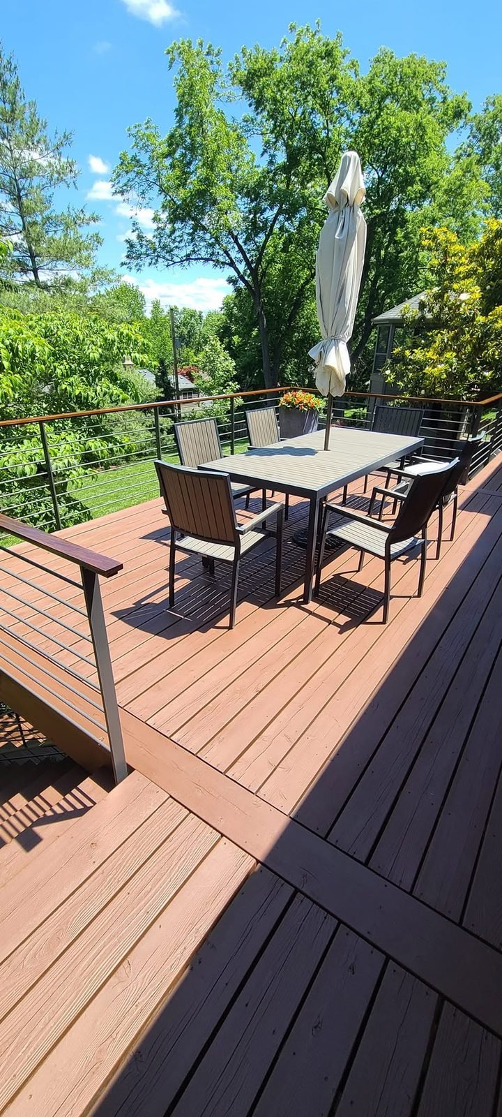 Deck dining area after restoration