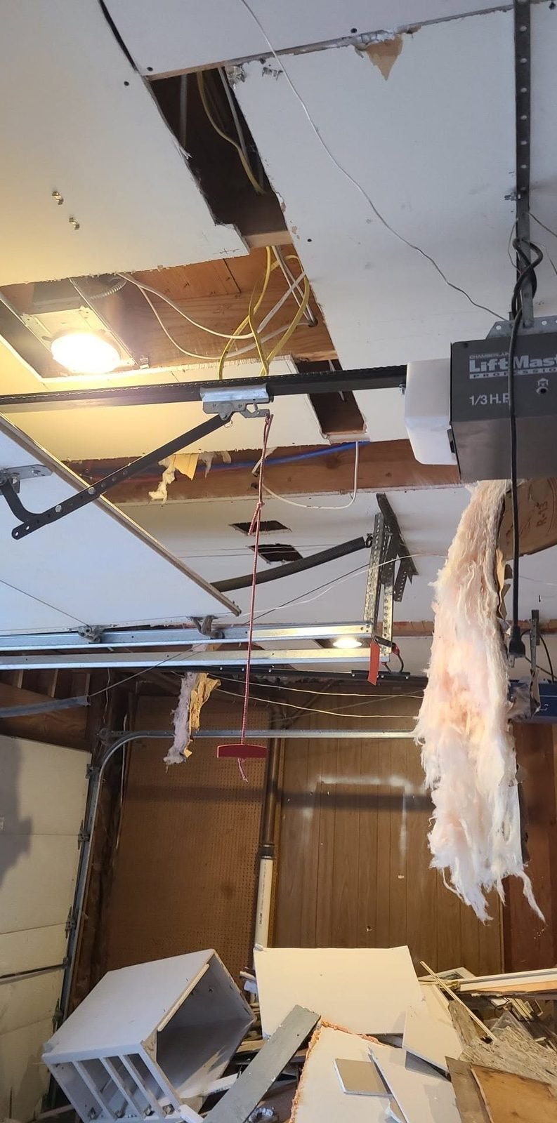 Ceilings opened up for new framing and mechanicals