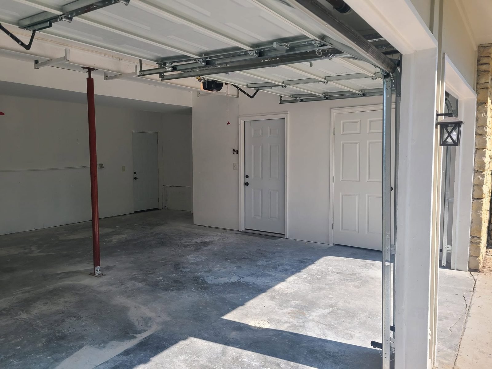 Finished garage with painted walls